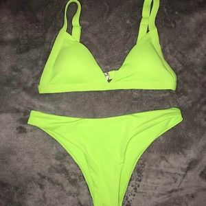 * NWOT *  Neon Green Triangle Bikini